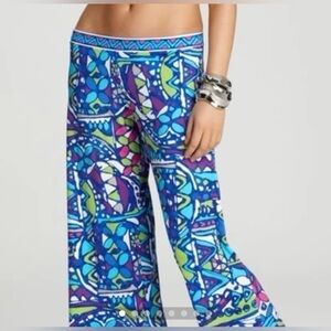 Trina Turk Swim Covered Pants Blue Print Bali Hai in size small